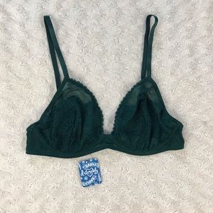 Free People Emerald Green Bra Sheer Lace Triangle